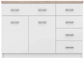 Biała komoda z szafką i 5 szufladami 120 cm T0-K67