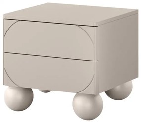 Szafka nocna z dwoma szufladami Sonatia II na nogach kulach 45 cm - kaszmir
