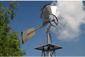 Wiatrak ogrodowy ozdobny 245 cm srebrny w stylu amerykańskim.
