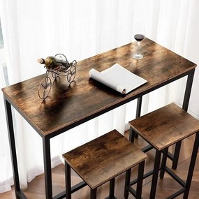 Zestaw stołu barowego w stylu industrialnym z 2 krzesłami - 100x40x90 cm