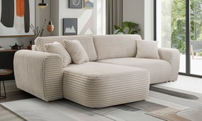 Masseno Narożnik VIVA z funkcją spania i pojemnikiem na pościel Narozniki L, Rozkładana sofa - Beżowy, TILIA 03