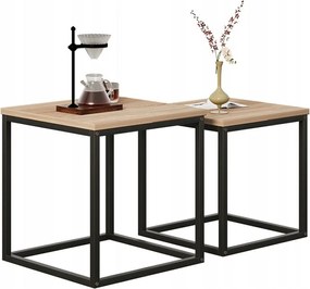 Stolik kawowy ława stół zestaw stolików 2w1 loft industrialny jasny brąz