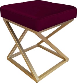 Pufa ZOA tkanina Welur loft ławka podnóżek metal : Kolor Stelaża - Złoty, Kolor tkaniny - VELVET - MG02, Typ tkaniny - Velvet