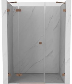 Mexen Lunar drzwi prysznicowe uchylne lewe 125 cm, transparent, miedź szczotkowana - 834S-125-050-65-00-L