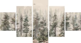Obraz - Pine forest I., aquarel (125x70 cm)