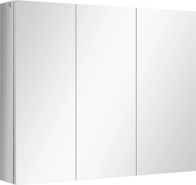 kleankin Szafka z lustrem, szafka łazienkowa, 3 drzwi lustrzane, 5 półek wewnętrznych, stal nierdzewna, Kolor: Srebrny, 70 x 12 x 55 cm