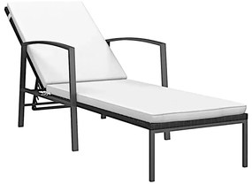 Czarny leżak ogrodowy z białą poduszką W7-R81