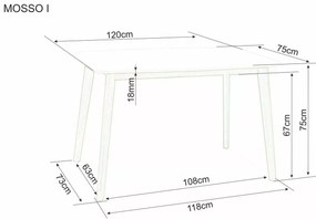 Biały stół do jadalni MOSSO I 120X75