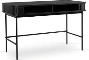 Biurko Rozsuwane TRISH 120 cm Czarne Ryflowane Nowoczesne Loft