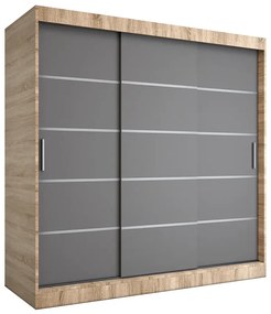 Szafa przesuwna dąb sonoma + antracyt 200 cm - Bohosa 6X