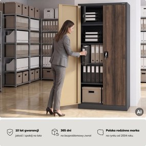 Szafa metalowa ze schowkiem antracytowa/orzech, 900x1850x450 mm: TOMASZ Eco Design