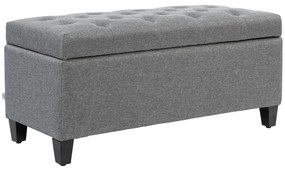 HOMCOM Ławka, Polster z Miejscem do Przechowywania, Tkanina Poliestrowa, Drewno Kauczukowe, 100 x 40 x 44 cm, Jasnoszary