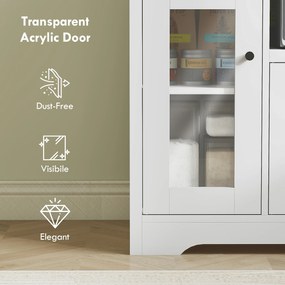 HOMCOM Szafka kuchenna z otworem na kable, Komoda z 2 szafkami, otwartą przegrodą, szufladą, 80 x 35 x 72,2 cm, Płyta wiórowa, Biały