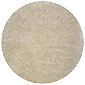 Beżowy okrągły dywan z włókien z recyklingu odpowiedni do prania 133x133 cm Fluffy – Flair Rugs