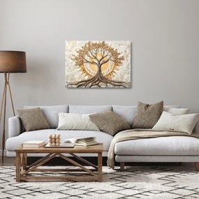 Obraz na szkle – Złote drzewo życia w mozaice (70x50 cm)