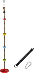 AIYAPLAY Ninja Line Zestaw Slackline dla Dzieci z Huśtawką, Platformami, Zestaw do Zabawy na Zewnątrz dla Dzieci w Wieku 3-8 lat, Czerwony | Aosom PL