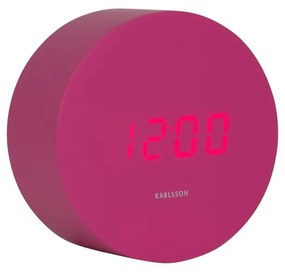 Karlsson 5981BP designerski zegar LED z budzikiem,różowy, średnica 9 cm