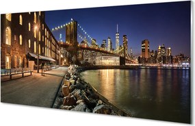 Panel szklany do Kuchni Nocne Odbicia w Rzece