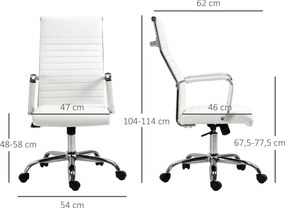 Vinsetto Fotel biurowy obrotowy regulacja wysokości skóra PU biały 54x62x114cm | Aosom PL