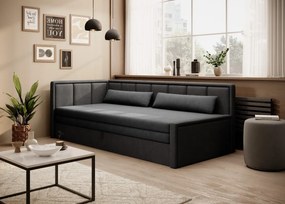 Sofa rozkładana z funkcją spania FULGEO czarna/szara lewa ELTAP