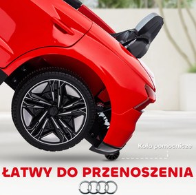 HOMCOM Elektryczny samochód dla dzieci Licencjonowane Audi z bezpiecznym pasem pilotem i światłem Czerwony i czarny 103x58x41 cm | Aosom PL