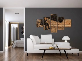 Obraz - Mężczyzna na rowerze w stylu Banksy (125x70 cm)