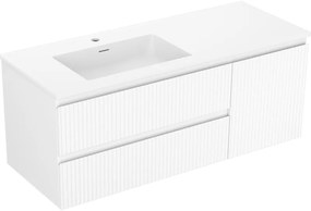 Mexen Rivel szafka łazienkowa 120 cm z umywalką Otis lewą, 2S, 1D, ryflowana, biała mat - 91A23-12047-3-BBFFF01-W18L01