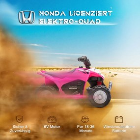 AIYAPLAY Elektryczny quad dla dzieci, oświetlenie LED, klakson, szerokie opony, wygodne siedzisko, antypoślizgowe uchwyty, różowy | Aosom PL