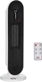 HOMCOM Grzejnik termoelektryczny 2000 Watt Zdalne sterowanie 24-godzinny timer Oscylacja Metal, Plastik Biały + Czarny 21 x 21 x 63,5 cm