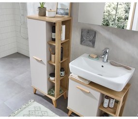 Kremowa szafka pod umywalkę w dekorze dębu 60,5x65 cm Quickset 966 – Pelipal