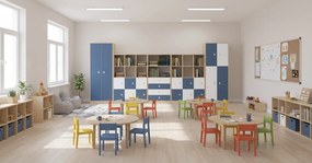 Zestaw mebli do szkół podstawowych Blox Colours 18, fronty pastelowe niebieskie