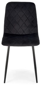 Czarne welurowe krzesło z oparciem na czarnych nogach K525