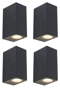Zestaw 4 nowoczesnych lamp ściennych czarnych 2-światłowych IP44 - Baleno