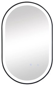 Lustro łazienkowe owalne podświetlane z czarną ramą anti-fog - 50x80 cm ALARICO