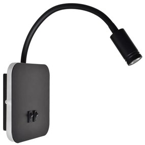 LED elastyczna lampka ścienna BASE 1xLED/8W+1xLED/2W/230V czarno-srebrna