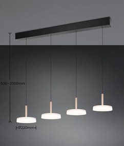 Lampa wisząca LED w czarno-biało-złotym kolorze ze ściemniaczem i szklanym kloszem Celeste – Trio