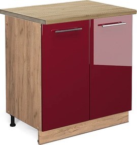 Szafka pod zlew bordowa czerwień wysoki połysk 80x60x82 fame-line