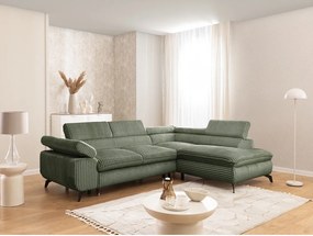 Zielony sztruksowy narożnik (prawostronny/w kształcie litery L) Marbeya – Ropez