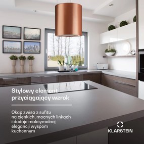 Klarstein Barett 35cm 521.8 m³/h Okap Wyspowy Miedź