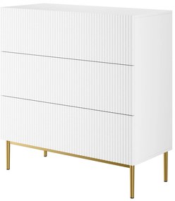 Komoda z szufladami Nicole 100 cm - biały mat / złote nóżki