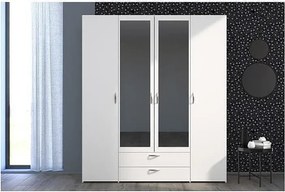 Szafa VARIA Biała 4 Drzwi Lustra 2 Szuflady L 160 x W 185 cm