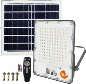 LED Ściemnialny solarny reflektor LED/150W/3,2V 5000K 15000 mAh IP65 czarny + pilot