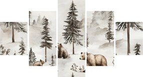 Obraz - Las z niedźwiedziami (125x70 cm)