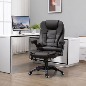 HOMCOM Fotel biurowy ergonomiczny obrotowy z masażem i podgrzewaniem ciemny brąz | Aosom PL