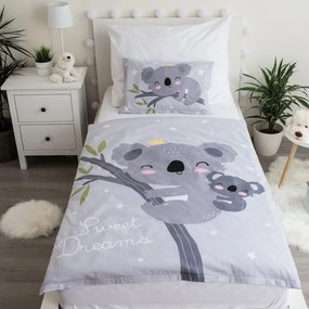 Szara bawełniana pościel dziecięca do łóżeczka 100x135 cm Koala "Sweet Dreams" – Jerry Fabrics
