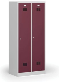 Szafka ubraniowa S1 z przegrodą, 1850 x 800 x 500 mm, zamek cylindryczny, drzwi czerwone