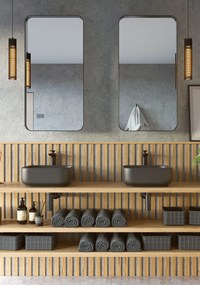 Umywalka ceramiczna nablatowa kwadratowa brązowa bez otworu na baterię 40x40 cm UNO 2 Mokka Matt