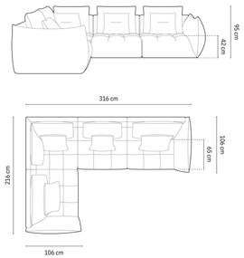 Czerwony narożnik (lewostronny/w kształcie litery L) Bloom – Micadoni Home