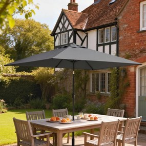 Outsunny Parasol ogrodowy 300 x 200 cm regulowany z korbką, ciemnoszary | Aosom PL