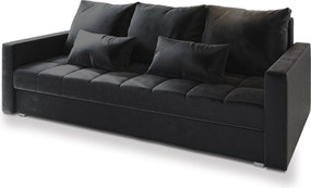 Masseno Sofa SIRO z funkcją spania i pojemnikiem na pościel, Rozkładana sofa - Czarny, KRONOS 07